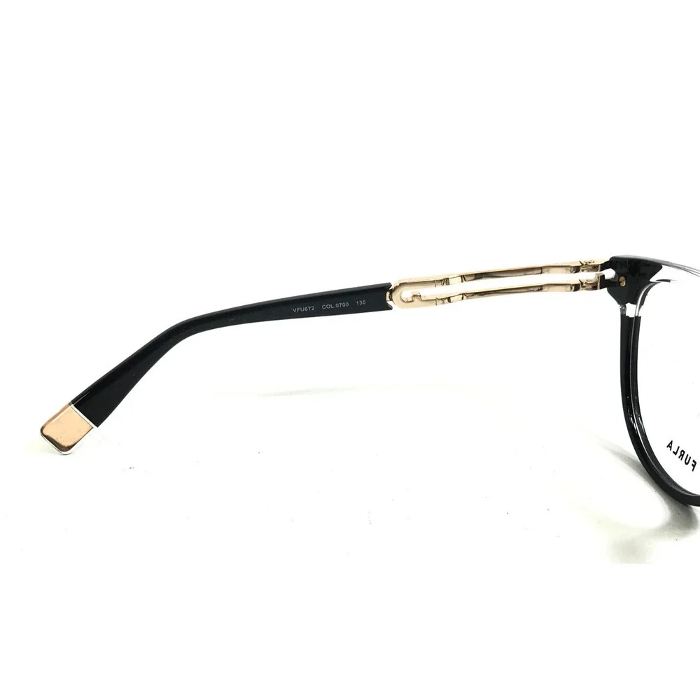 Furla Eyeglasses Frames VFU672 COL.0700 Black Clear Cat Eye Full Rim 51-19-135